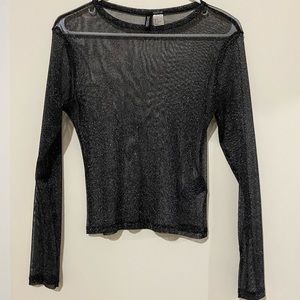 H&M Black See through Longsleeve Top Size Small